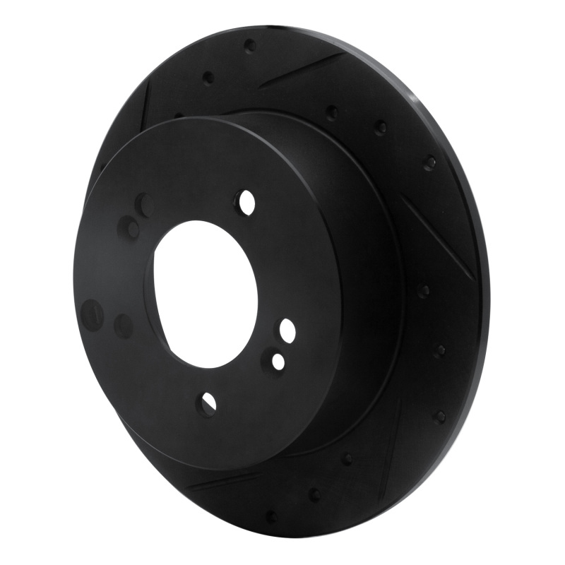 Kia Rondo Brake Rotor (1) - Rear Left - R1 Concepts - Drilled & Slotted - Black - `07-`12